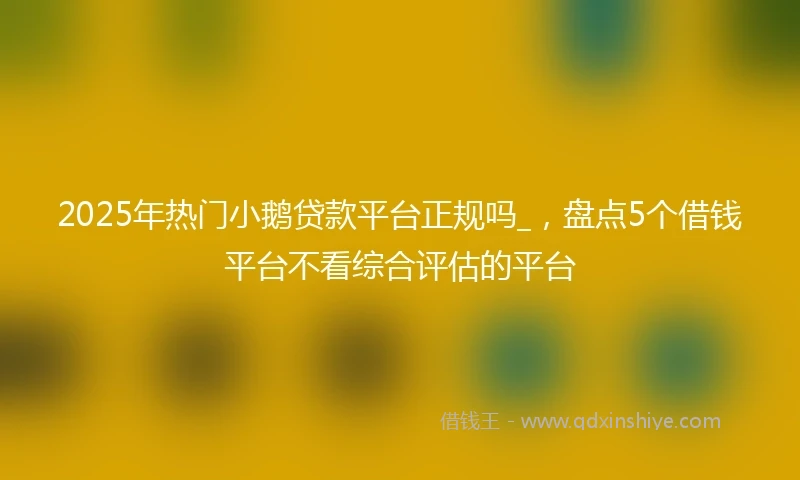 2025年热门小鹅贷款平台正规吗_，盘点5个借钱平台不看综合评估的平台