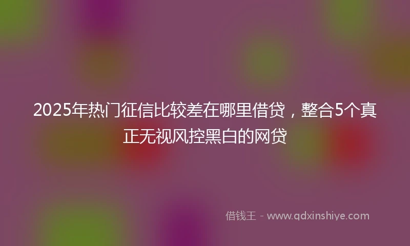 2025年热门征信比较差在哪里借贷，整合5个真正无视风控黑白的网贷