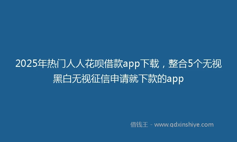 2025年热门人人花呗借款app下载，整合5个无视黑白无视征信申请就下款的app