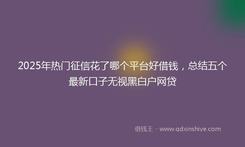 2025年热门征信花了哪个平台好借钱，总结五个最新口子无视黑白户网贷