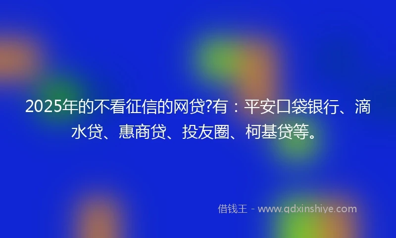 2025年的不看征信的网贷?有：平安口袋银行、滴水贷、惠商贷、投友圈、柯基贷等。