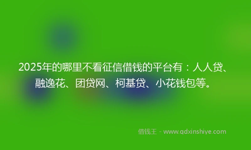 2025年的哪里不看征信借钱的平台有：人人贷、融逸花、团贷网、柯基贷、小花钱包等。