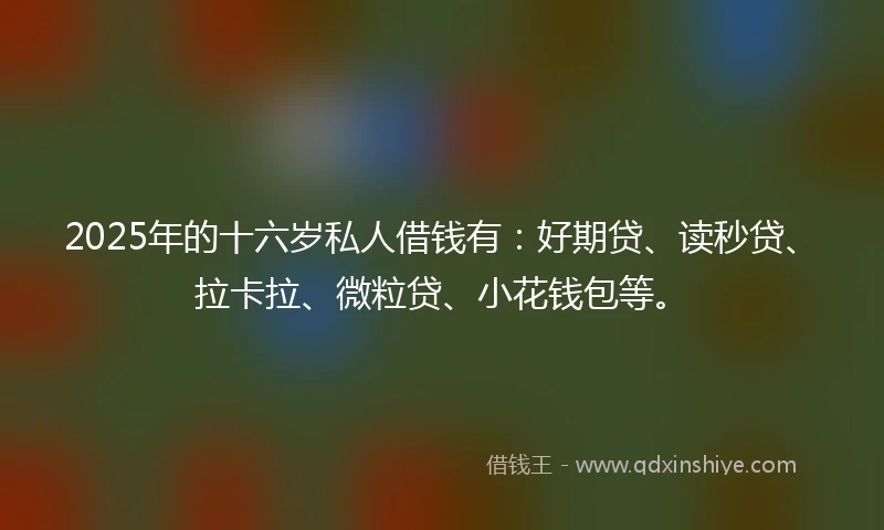 2025年的十六岁私人借钱有：好期贷、读秒贷、拉卡拉、微粒贷、小花钱包等。
