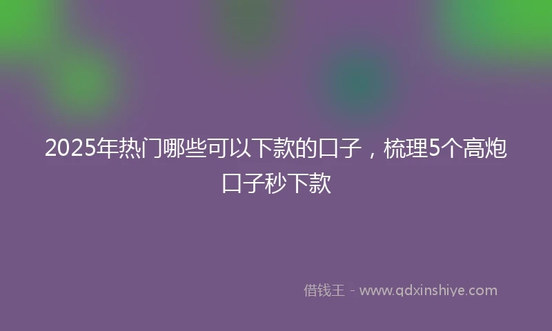 2025年热门哪些可以下款的口子，梳理5个高炮口子秒下款