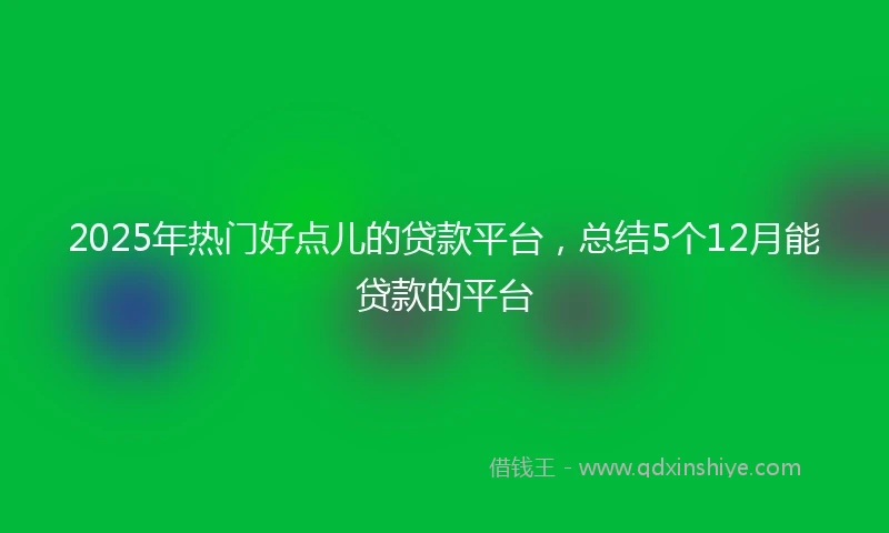 2025年热门好点儿的贷款平台,总结5个12月能贷款的平台