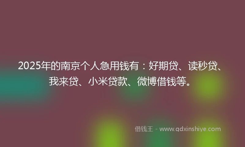 2025年的南京个人急用钱有：好期贷、读秒贷、我来贷、小米贷款、微博借钱等。