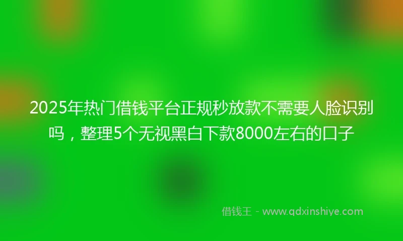 2025年热门借钱平台正规秒放款不需要人脸识别吗，整理5个无视黑白下款8000左右的口子