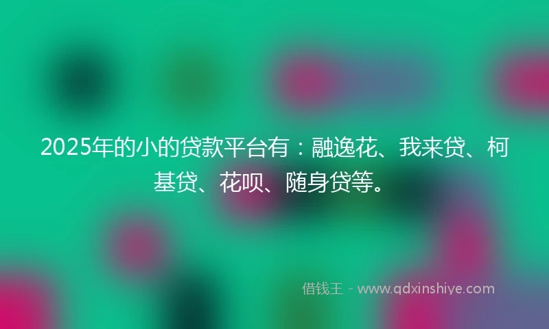 2025年的小的贷款平台有：融逸花、我来贷、柯基贷、花呗、随身贷等。