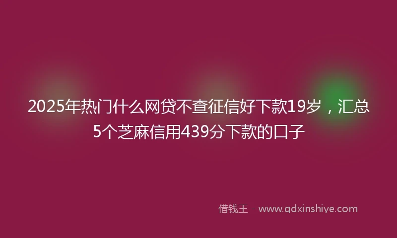 2025年热门什么网贷不查征信好下款19岁，汇总5个芝麻信用439分下款的口子