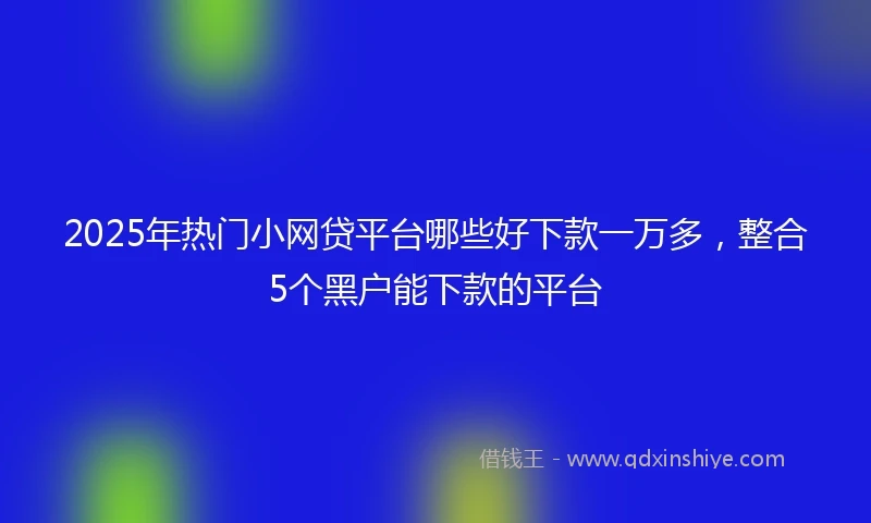 2025年热门小网贷平台哪些好下款一万多，整合5个黑户能下款的平台