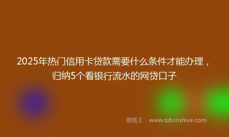 2025年热门信用卡贷款需要什么条件才能办理，归纳5个看银行流水的网贷口子
