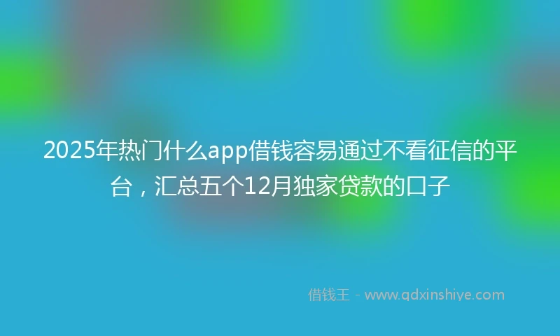 2025年热门什么app借钱容易通过不看征信的平台，汇总五个12月独家贷款的口子