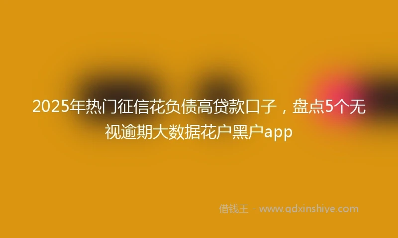 2025年热门征信花负债高贷款口子，盘点5个无视逾期大数据花户黑户app
