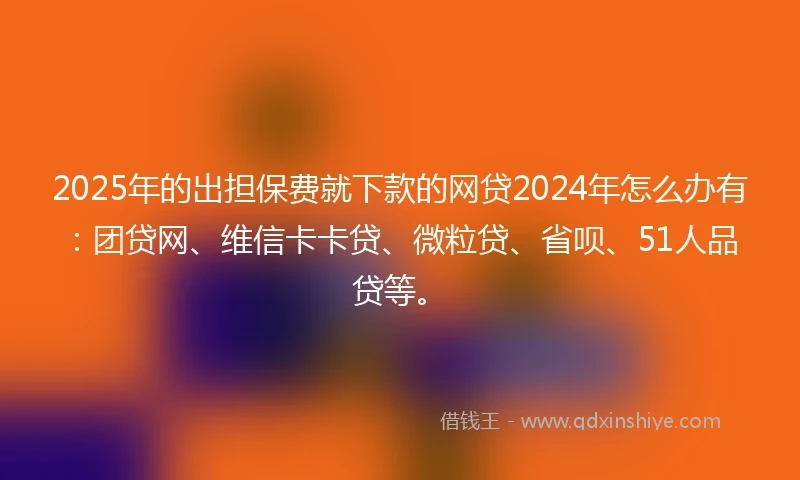 2025年的出担保费就下款的网贷2024年怎么办有：团贷网、维信卡卡贷、微粒贷、省呗、51人品贷等。