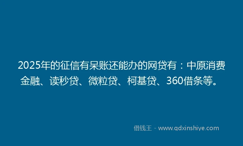 2025年的征信有呆账还能办的网贷有：中原消费金融、读秒贷、微粒贷、柯基贷、360借条等。