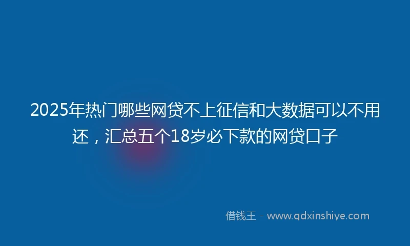 2025年热门哪些网贷不上征信和大数据可以不用还，汇总五个18岁必下款的网贷口子