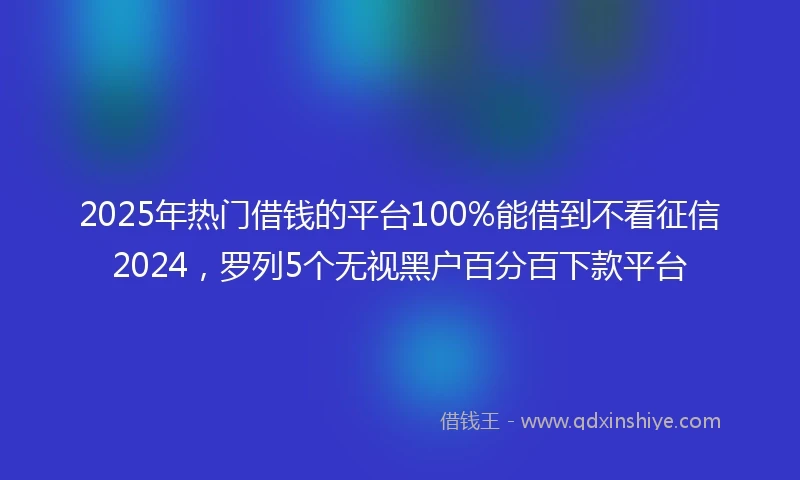 2025年热门借钱的平台100%能借到不看征信2024，罗列5个无视黑户百分百下款平台