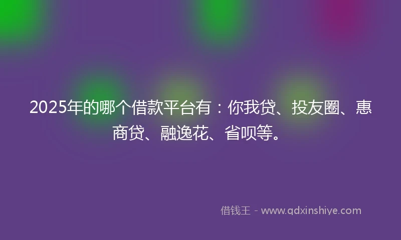 2025年的哪个借款平台有：你我贷、投友圈、惠商贷、融逸花、省呗等。