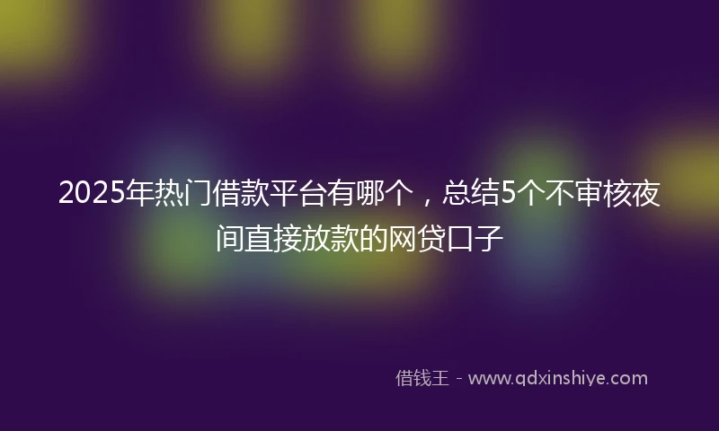 2025年热门借款平台有哪个，总结5个不审核夜间直接放款的网贷口子