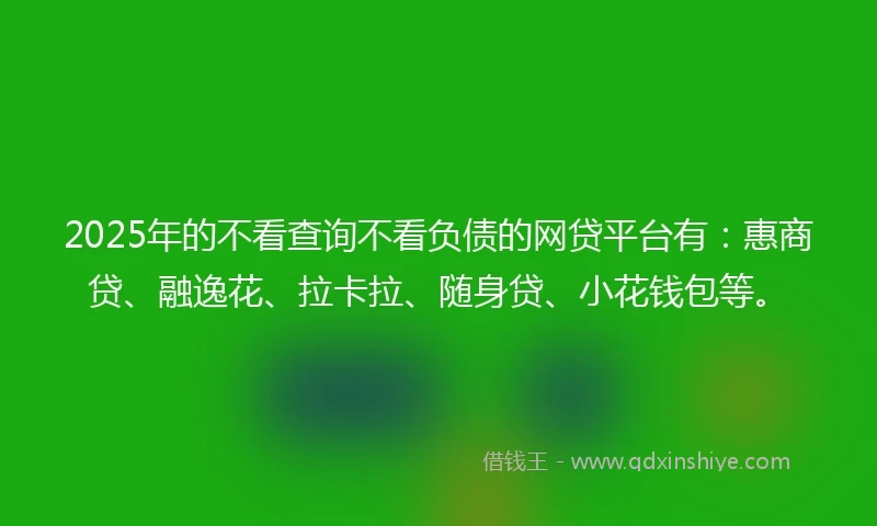 2025年的不看查询不看负债的网贷平台有：惠商贷、融逸花、拉卡拉、随身贷、小花钱包等。