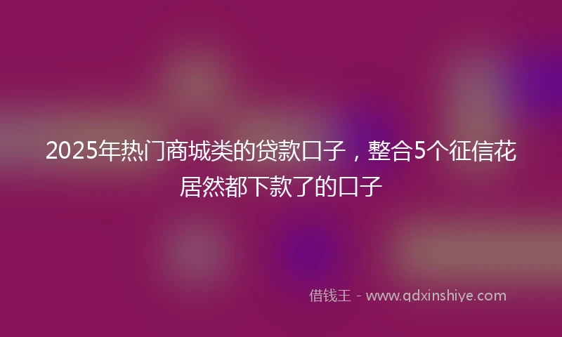 2025年热门商城类的贷款口子，整合5个征信花居然都下款了的口子