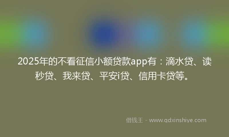 2025年的不看征信小额贷款app有：滴水贷、读秒贷、我来贷、平安i贷、信用卡贷等。