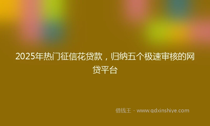 2025年热门征信花贷款，归纳五个极速审核的网贷平台