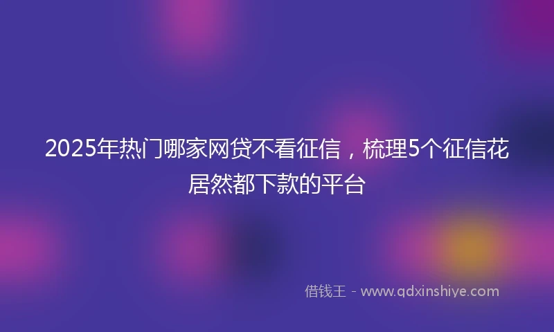 2025年热门哪家网贷不看征信，梳理5个征信花居然都下款的平台