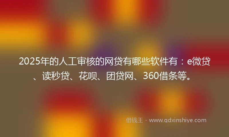 2025年的人工审核的网贷有哪些软件有：e微贷、读秒贷、花呗、团贷网、360借条等。