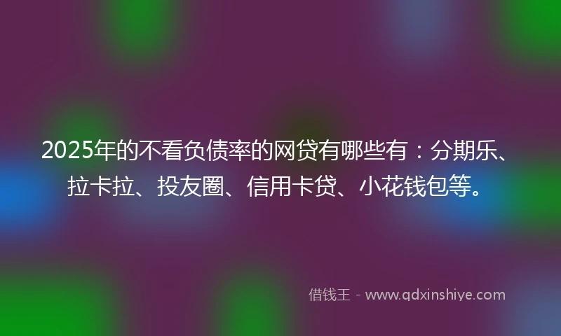 2025年的不看负债率的网贷有哪些有：分期乐、拉卡拉、投友圈、信用卡贷、小花钱包等。