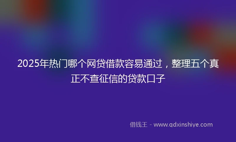 2025年热门哪个网贷借款容易通过，整理五个真正不查征信的贷款口子