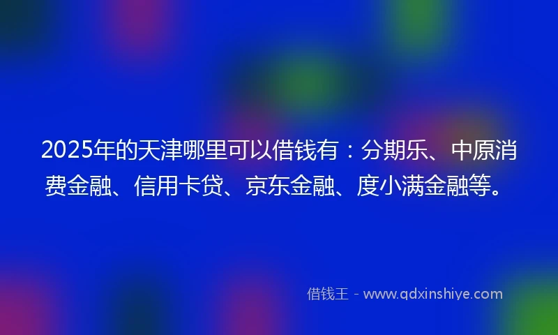 2025年的天津哪里可以借钱有：分期乐、中原消费金融、信用卡贷、京东金融、度小满金融等。