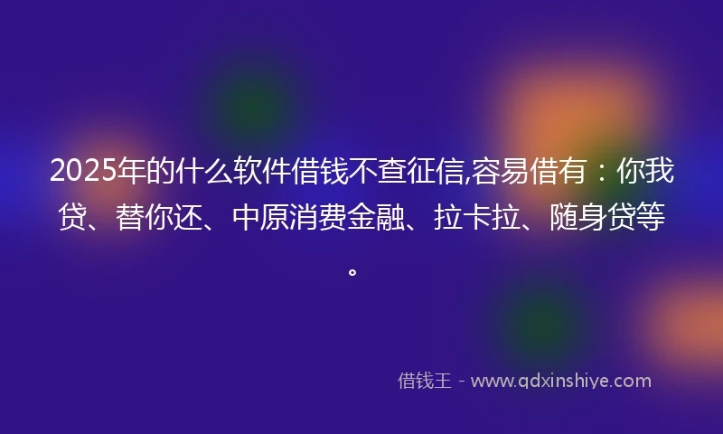 2025年的什么软件借钱不查征信,容易借有：你我贷、替你还、中原消费金融、拉卡拉、随身贷等。