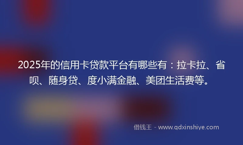 2025年的信用卡贷款平台有哪些有：拉卡拉、省呗、随身贷、度小满金融、美团生活费等。