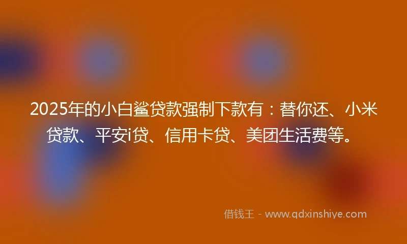 2025年的小白鲨贷款强制下款有：替你还、小米贷款、平安i贷、信用卡贷、美团生活费等。