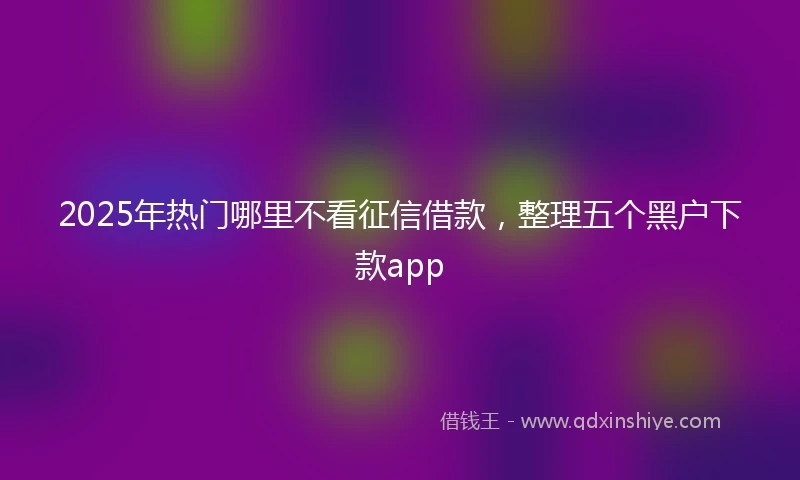 2025年热门哪里不看征信借款，整理五个黑户下款app