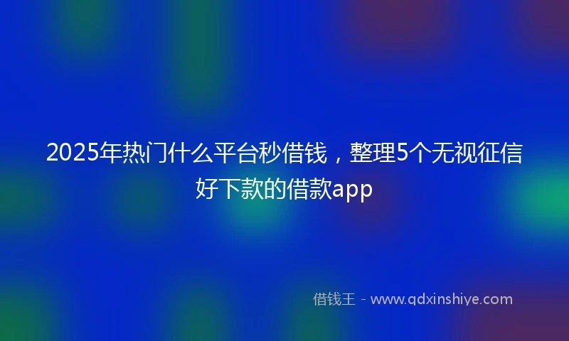 2025年热门什么平台秒借钱，整理5个无视征信好下款的借款app