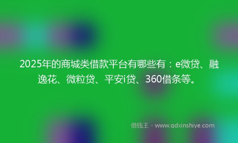 2025年的商城类借款平台有哪些有：e微贷、融逸花、微粒贷、平安i贷、360借条等。
