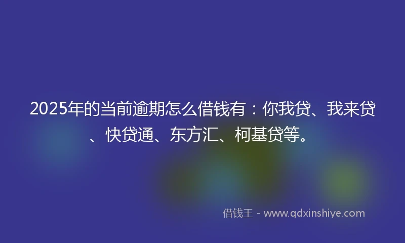 2025年的当前逾期怎么借钱有：你我贷、我来贷、快贷通、东方汇、柯基贷等。