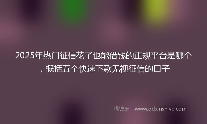 2025年热门征信花了也能借钱的正规平台是哪个，概括五个快速下款无视征信的口子
