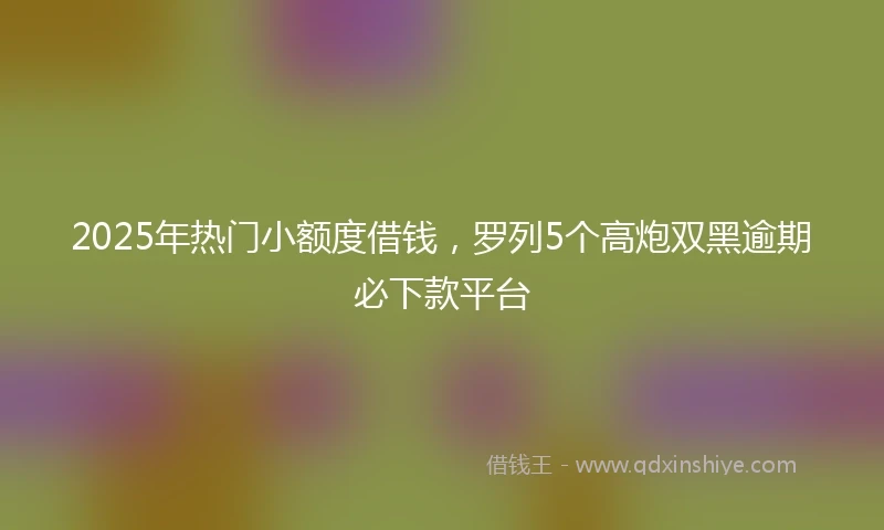 2025年热门小额度借钱，罗列5个高炮双黑逾期必下款平台