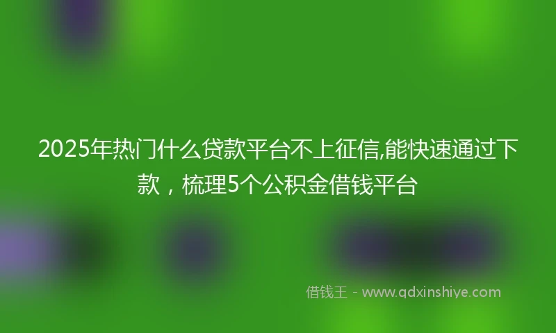 2025年热门什么贷款平台不上征信,能快速通过下款，梳理5个公积金借钱平台