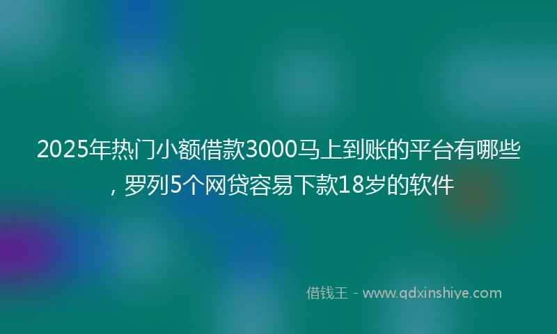 2025年热门小额借款3000马上到账的平台有哪些，罗列5个网贷容易下款18岁的软件
