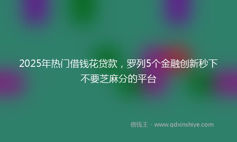 2025年热门借钱花贷款，罗列5个金融创新秒下不要芝麻分的平台