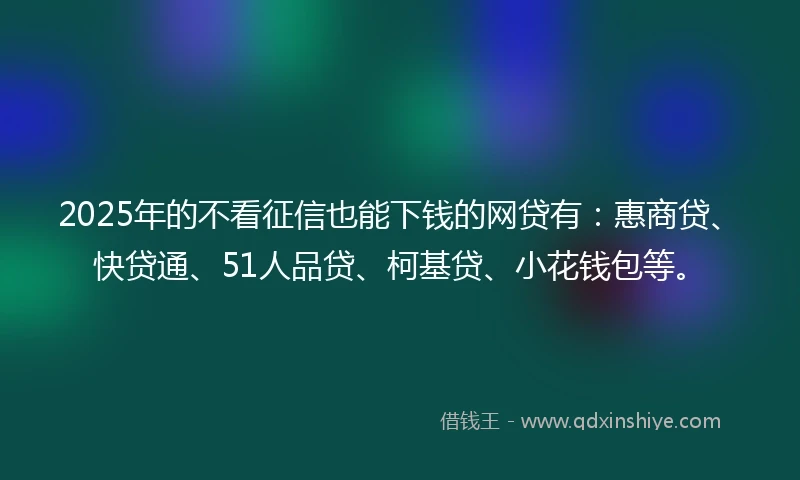 2025年的不看征信也能下钱的网贷有：惠商贷、快贷通、51人品贷、柯基贷、小花钱包等。