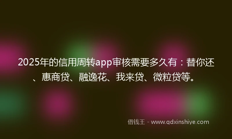 2025年的信用周转app审核需要多久有：替你还、惠商贷、融逸花、我来贷、微粒贷等。