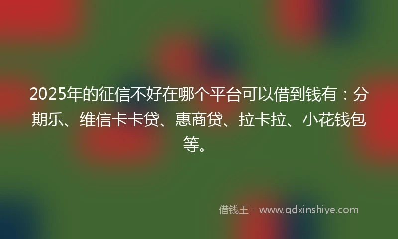 2025年的征信不好在哪个平台可以借到钱有：分期乐、维信卡卡贷、惠商贷、拉卡拉、小花钱包等。