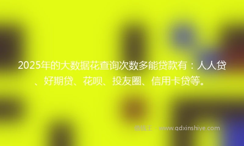 2025年的大数据花查询次数多能贷款有：人人贷、好期贷、花呗、投友圈、信用卡贷等。