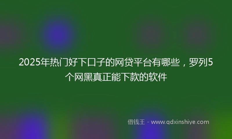 2025年热门好下口子的网贷平台有哪些，罗列5个网黑真正能下款的软件