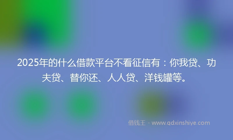 2025年的什么借款平台不看征信有：你我贷、功夫贷、替你还、人人贷、洋钱罐等。